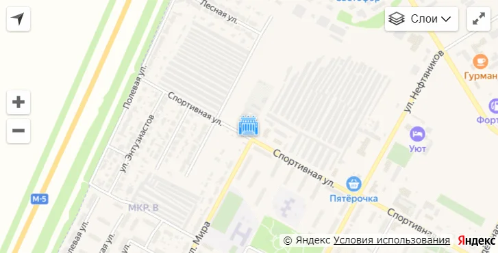 Карта проезда: г. Нефтегорск, ул. Спортивная, д. 24